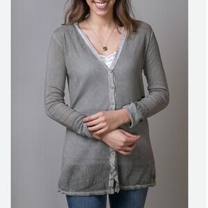 Pete &‎ Greta JOHNNY WAS MYRA MESH LIGHTWEIGHT Women XS Cardigan Top Gray Cotton